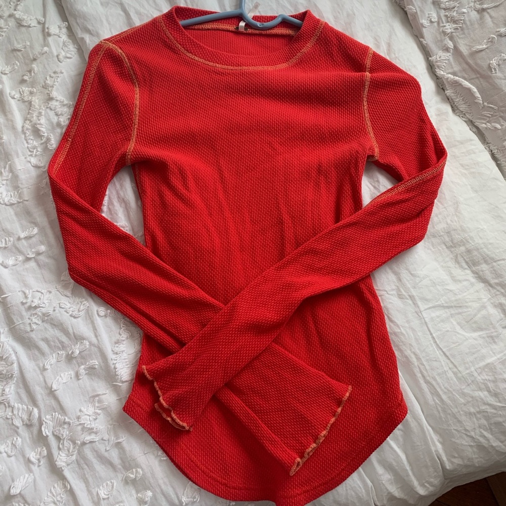 Free People red waffle long sleeve